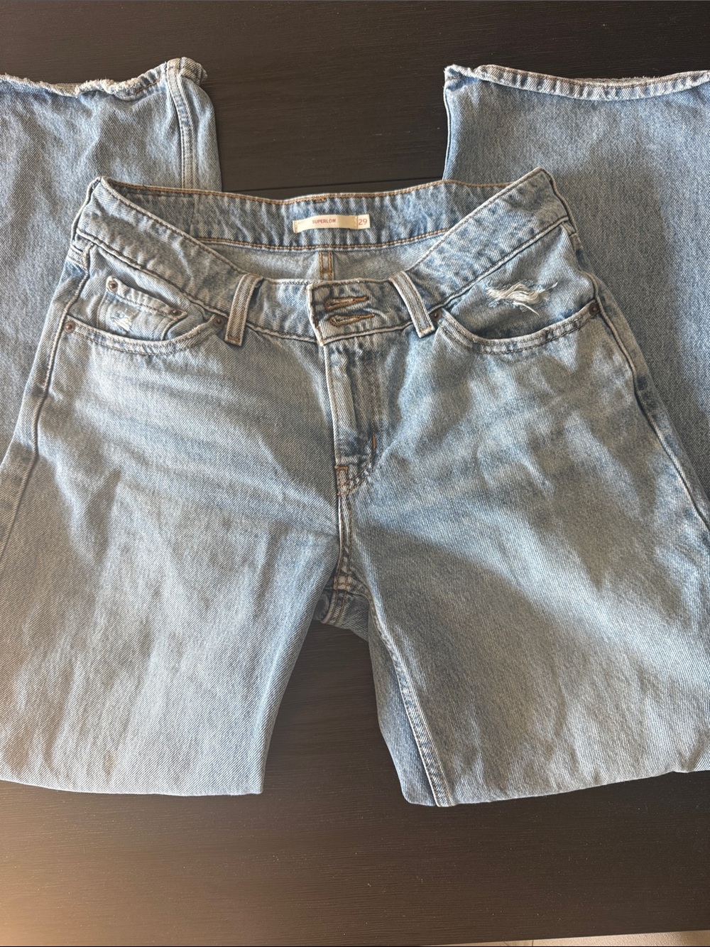Levi’s Superlow Bootcut Jeans Women’s‎ Light Wash Distressed Y2K Low Rise 29x32